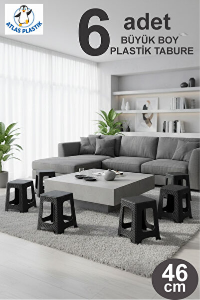 Atlas 6 ADET PLASTİK TABURE BÜYÜK BOY 46 CM