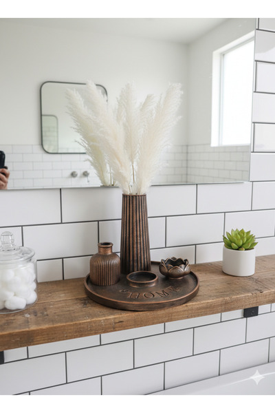 Alba Home Decor Dekoratif sunumluk vazo ve lotus mumluk Seti