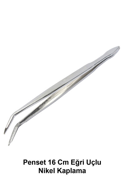 ATEL-SAN Penset 16 Cm Eğri Uçlu - Nikel Kaplama