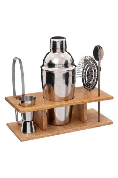 Generic Secret de Gourmet 6-Piece Victor Cocktail Kit Silver and Brown