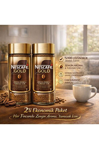 Nescafe Gold 2 Pieces X 100 g Instant Coffee – Rich Aroma, Smooth Taste, Glas...