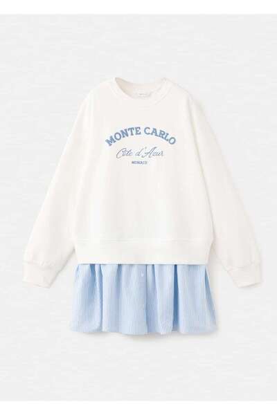 MANGO Kids Mesajlı sweatshirt elbise