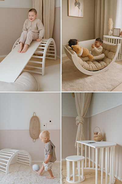 Solto Home KC30-430 Montessori Çok Amaçlı Minderli Salıncak Tırmanma Kaydırak...