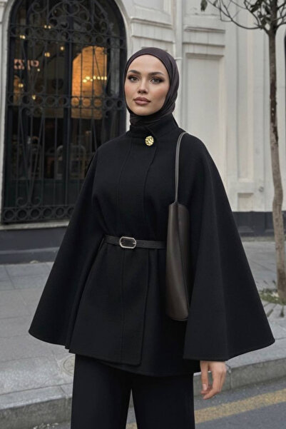 DELBİN Чорний - Жіночий палантин з поясом