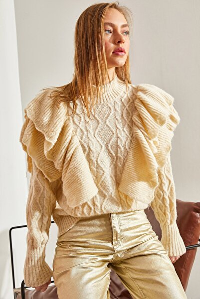 Hiccup Pulover tricotat cu împletitură și model ajurat Bianco Lucci