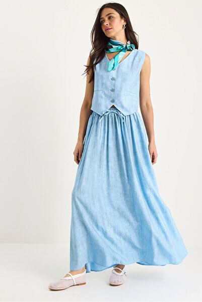 Hiccup LUCCI V-Neck Vest thaj Maxi Skirt duj kotora Coord Set