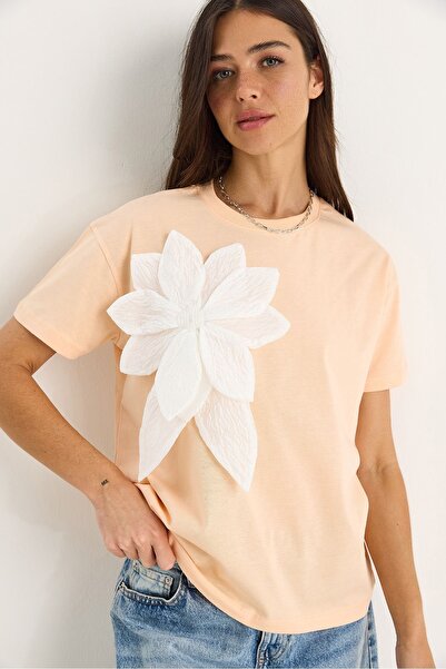 Hiccup LUCCI short-sleeved cotton T-shirt with floral print