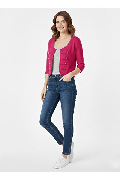 Cockatoo Gold Button Detailed Short Fabric Jacket & Cardigan