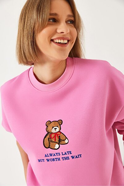 Hiccup Hanorac Bianco Lucci Basic cu imprimeu de ursuleți și detalii cu nervuri