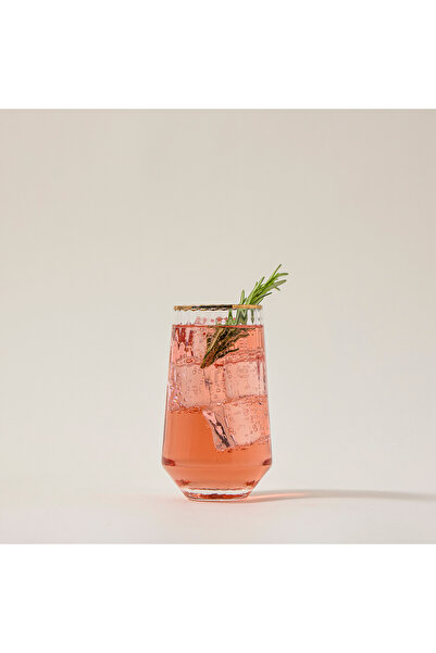 LA MESA Set Of 4 Clear Ribbed Tumbler With Gold Rim