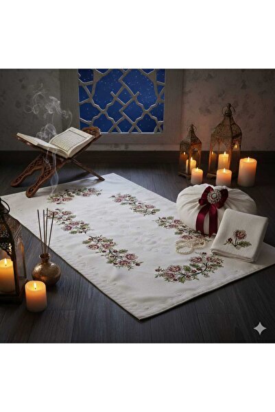 Ceyizza طقم سجادة صلاة مطرزة بالخيوط (5 قطع)