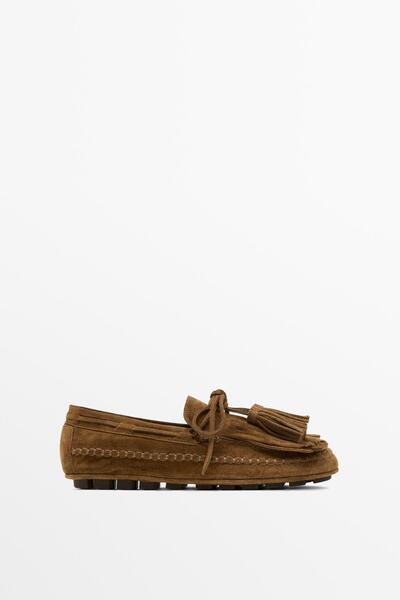 Massimo Dutti Püsküllü süet makosen