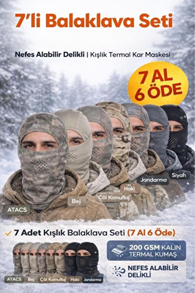 SINGLE SWORD 7-Piece Unisex Balaclava Thermal Snow Mask Motor Outdoor Ski Hun...