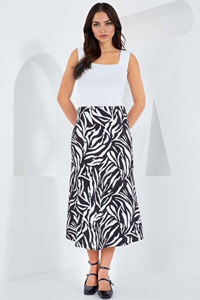 Hiccup Bdart Elastic A-Form Cut Midi Skirt