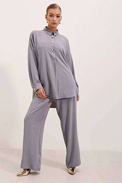 Hiccup Bdart Button down Long Sleeve Shirt and Wide Leg Pants Set