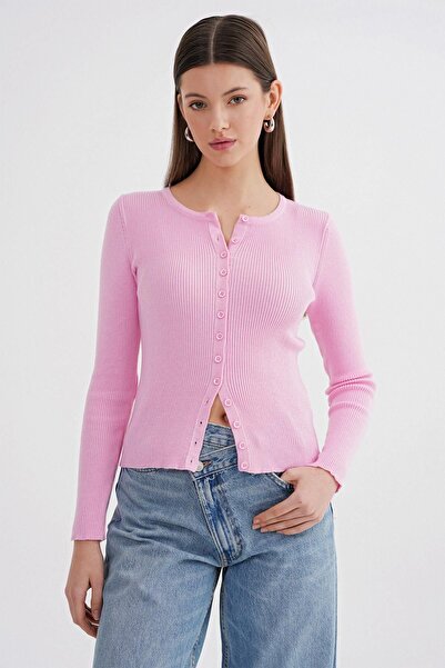 Hiccup Mixray Slim Fit ribbed knitted cardigan with buttons