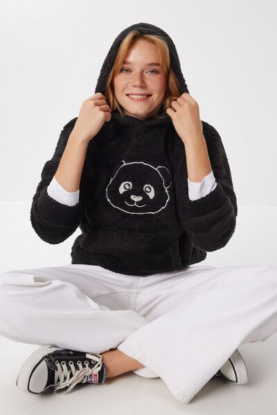 Hiccup ISTANBUL Hanorac din pluș cu glugă brodat