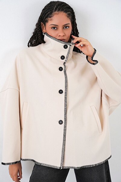 Hiccup سترة BDART ياقة مرتفعة متوسطة الطول بتفاصيل خياطة راعي الأغنام