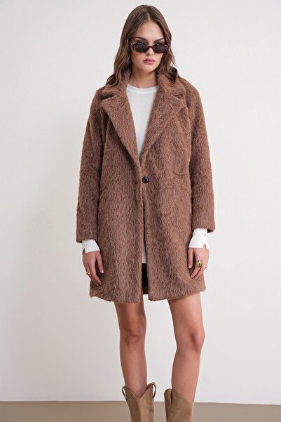 Hiccup Mixray long coat with texture and jacket collar