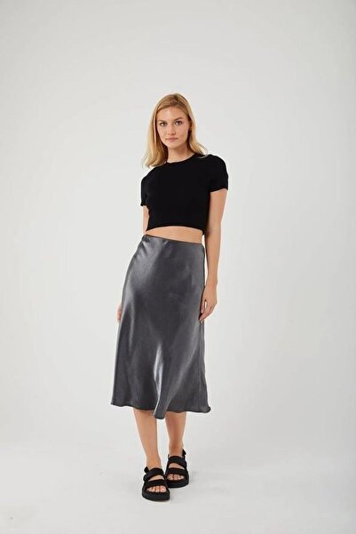 Hiccup Mixray satin midi skirt with elastic waist