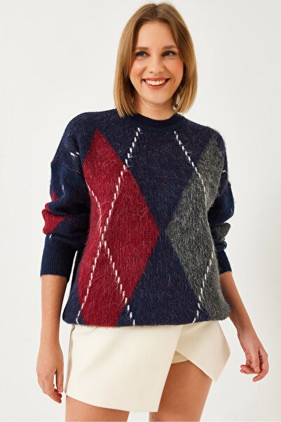 Hiccup LUCCI Oversized Diamond Printed Pulover