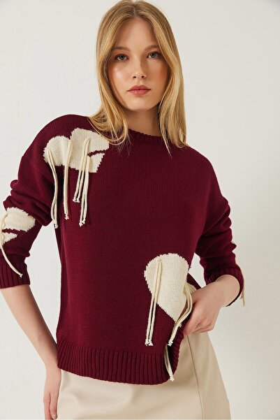 Hiccup Knitted sweater with fringe and heart Bianco Lucci