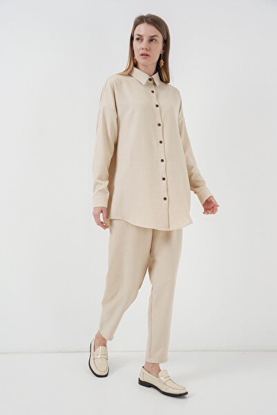 Hiccup Set cămașă cu mânecă lungă și pantaloni din amestec de in BDART