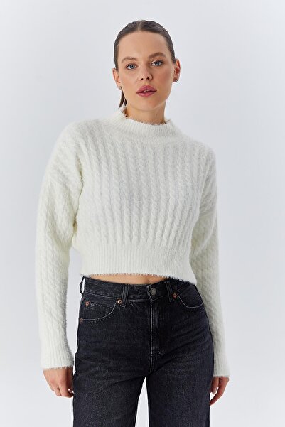Hiccup Mixray short sweater with knitted pattern