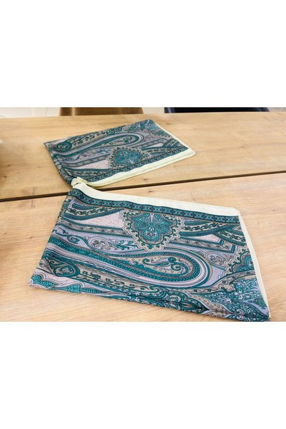 Bilmar Eșarfă din voal de mătase cu model otoman, bandană, eșarfă estetică 50 x 150 cm/verde/baroc otoman