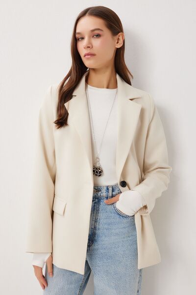 Hiccup ISTANBUL Button-Down Viscose Blend Blazer Jacket