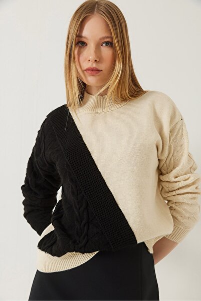 Hiccup Pulover tricotat cu model patchwork Bianco Lucci