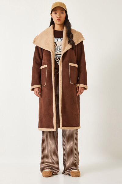 Hiccup Bianco Lucci double pocket coat with suede lining