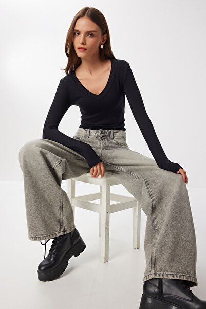 Hiccup ISTANBUL Bluza Slim Fit Cu Decolteu În V Și Mâneci Lungi