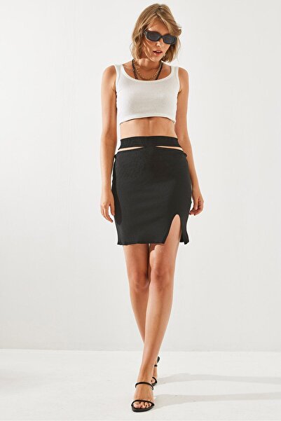 Hiccup High-waisted crepe mini skirt with Slit