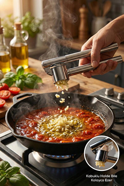 Vienev Metal Garlic Crusher Press - Ergonomic Ginger - Garlic Crusher