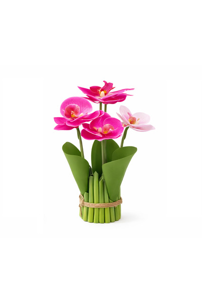 Bsr Decoratiune cu orhidee, artificiala, plastic, roz, 24 cm