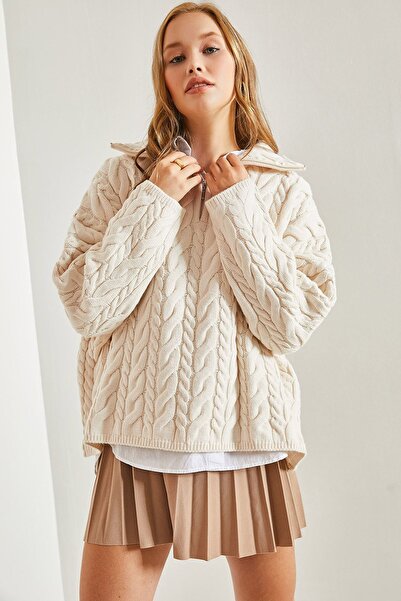 Hiccup LUCCI Pulover supradimensionat cu guler cu fermoar