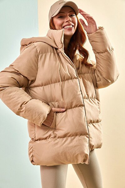 Hiccup Bianco Lucci long puffer coat with Hooded hood