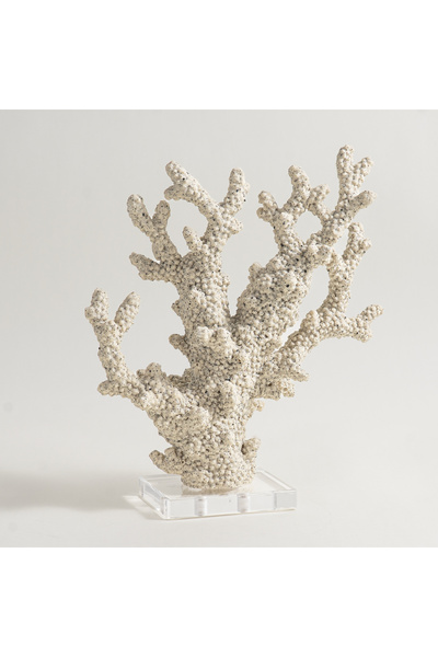 homez منحوتة مرجانية راتنجية 29*10*33سم، أبيض أوف وايت