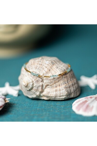 Ezera Delicate Boho Bracelet made of Semi-Precious Apatite Stones Plated with...