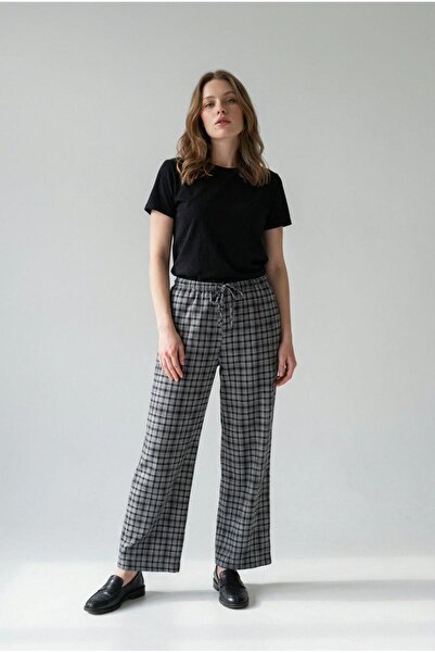 Madmext Сірі штани з широкими штанинами та резинкою на талії MG2658