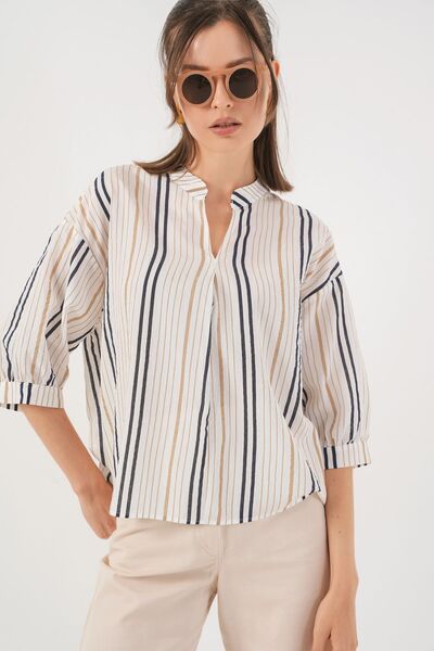 Hiccup BDART Смугаста блузка з V-подібним вирізом