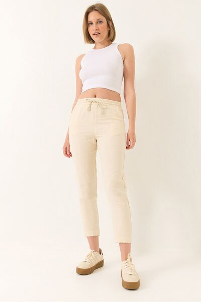 Hiccup Linen trousers with pockets and tied waist Bianco Lucci