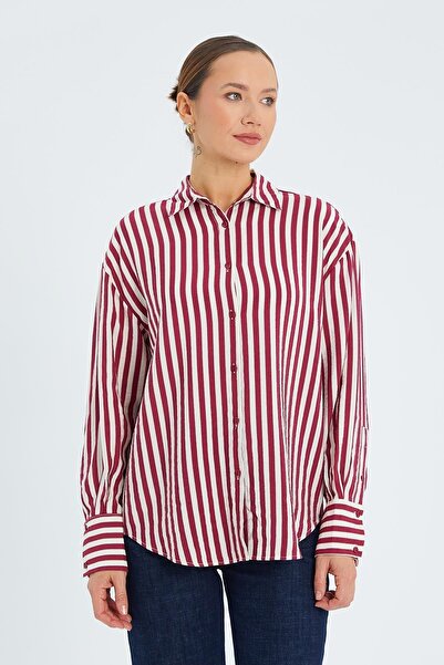 Hiccup Mixray striped long-sleeved button-down shirt