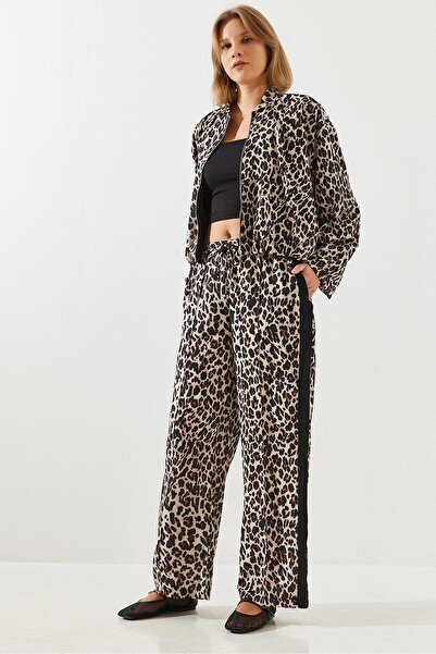 Hiccup LUCCI high-waisted leopard Printed wide-leg pants