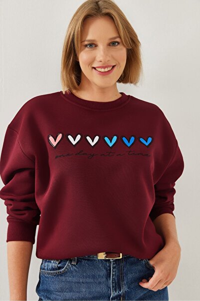 Hiccup Hanorac LUCCI cu imprimeu de inimă colorată, periat, cu trei fire MBHS