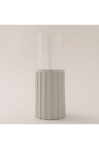 homez حامل شموع سيراميك من مجموعة طيبة، لون كريمي، 18.5 × 10.5 × 10.5 سم