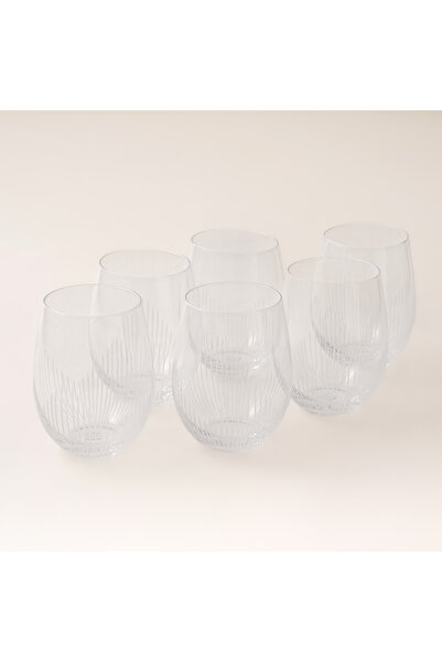 LA MESA 6 pcs striped glass 9.3*9.3*12 cm