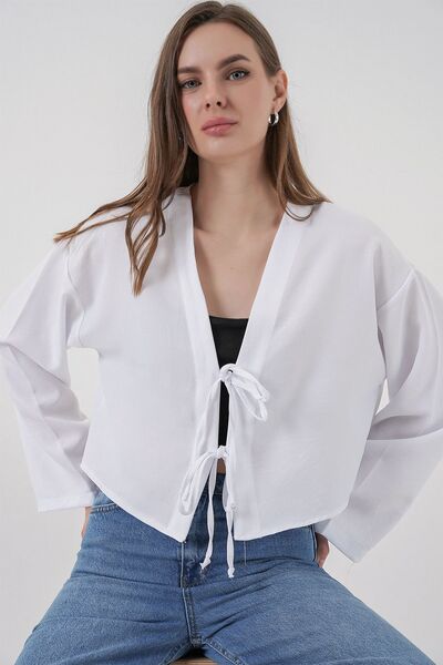 Hiccup BDART Лляна суміш Багляна Детальний довгий рукав Кімоно