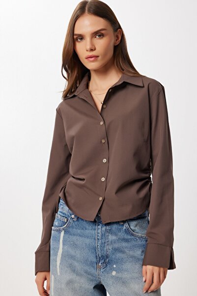 Hiccup ISTANBUL Fitted Poplin Shirt with Ruched Detail